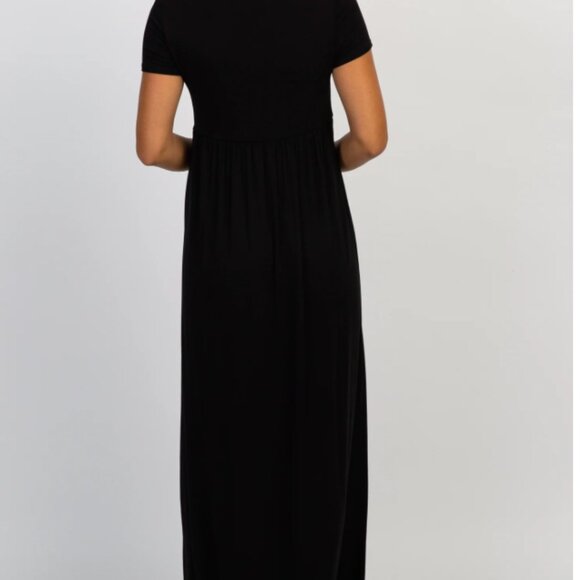 PinkBlush Black Draped Maternity and Nursing Maxi Dress - Picture 3 of 7